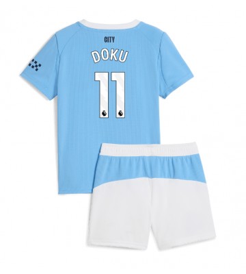 Manchester City Jeremy Doku #11 Replika Hemmatröja Barn 2025-26 Kortärmad (+ Korta byxor)